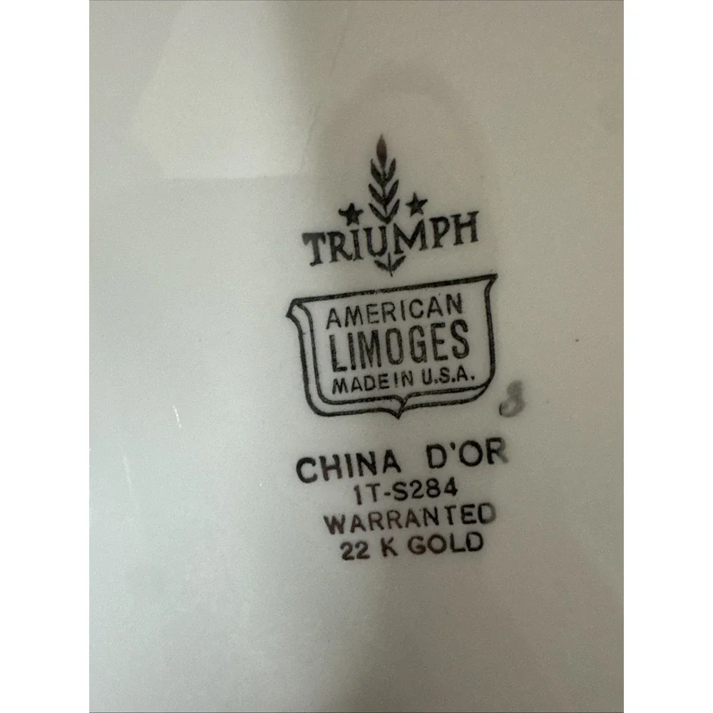 AMERICAN LIMOGES CHINA D'OR USA 22K Gold Dinner Plate-3 Plates